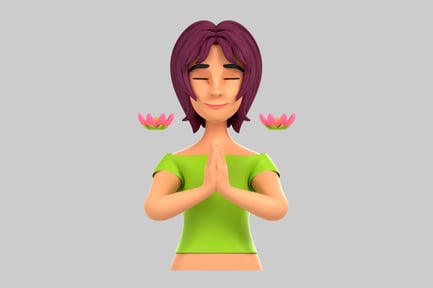Preview: Cartoon woman with closed eyes and clasped hands