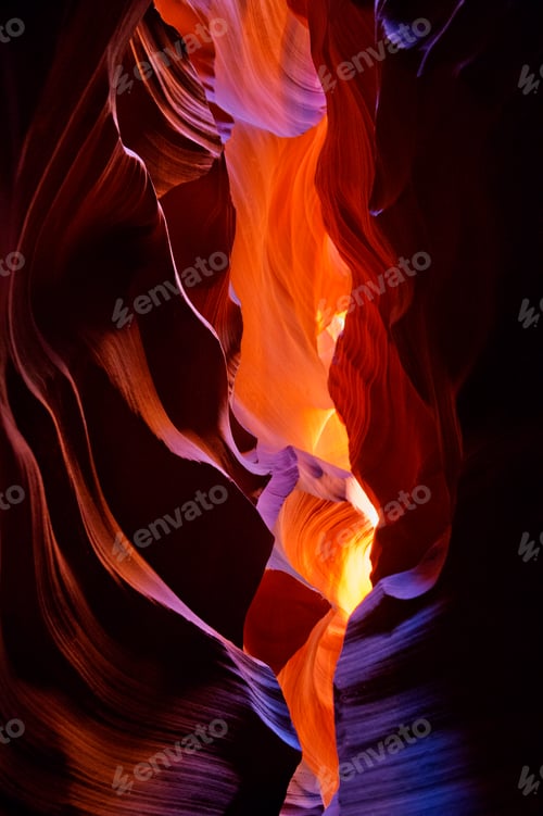 Preview: Eroded sandstone rock formation, Antelope Canyon, Page Arizona, USA