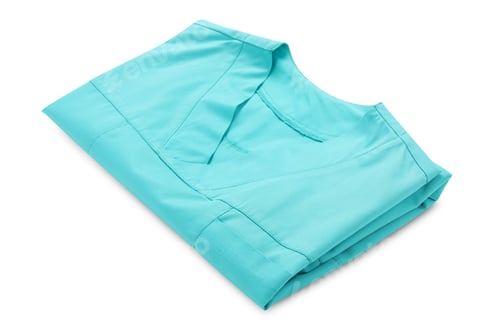 Preview: Folded Teal Medical Scrubs on White Background