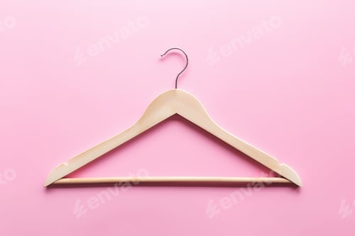 Preview: Black Friday or clothing industry concept on pink background with wooden hanger
