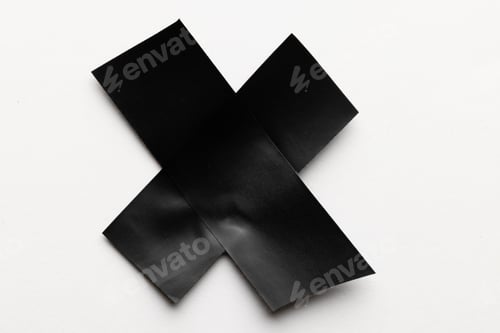 Preview: Cross shape black masking tape on white background