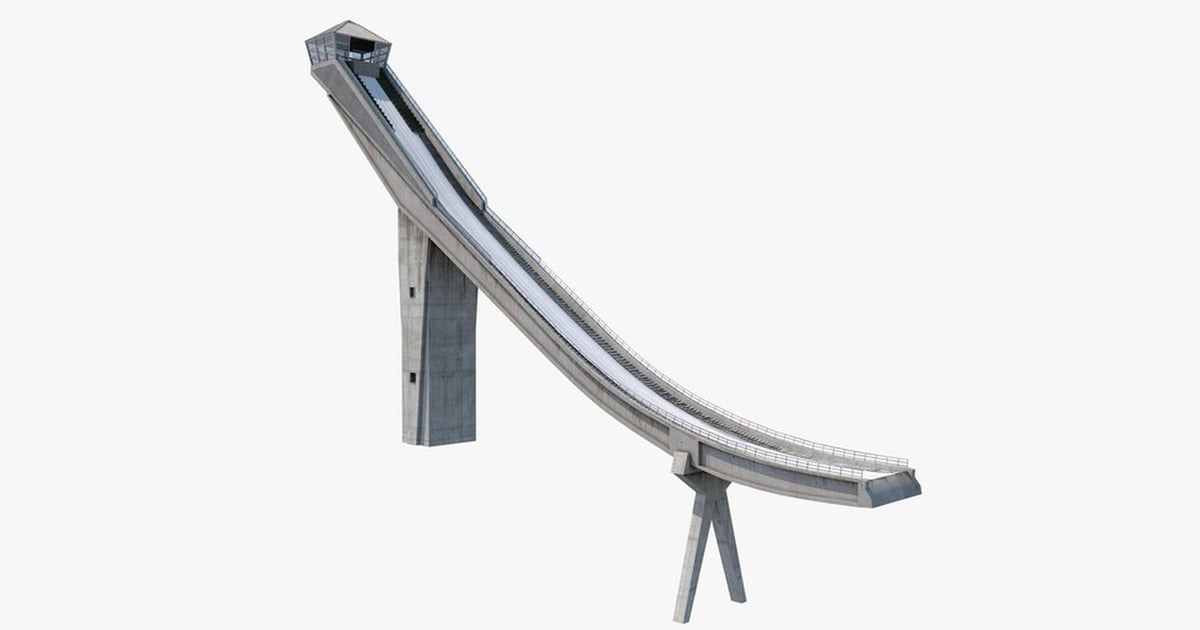 Nordic Ski Jumping Ramp with Observation Tower 3D, Incl. alpine ...