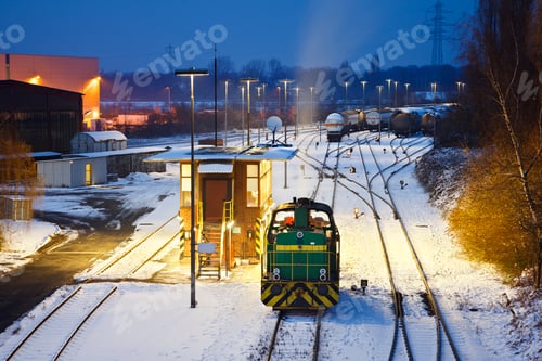 Preview: Industry Railroad And Train At Night