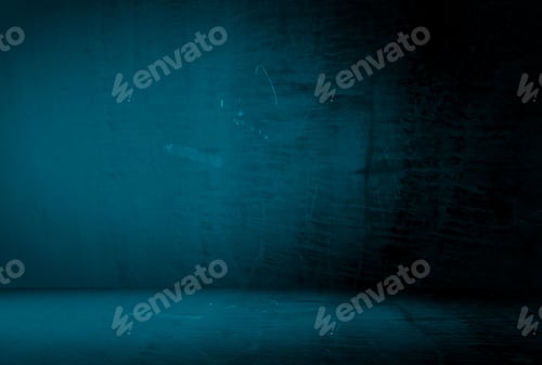 Preview: Vintage grunge blue concrete texture studio wall background with vignette.