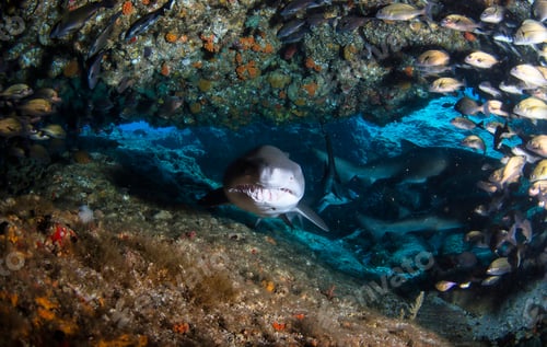 Preview: Blacktip ocean shark swimming in tropical underwaters
