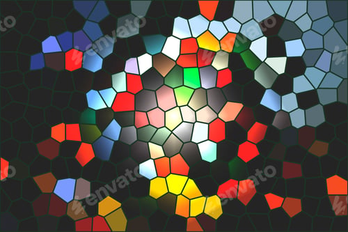 Geometric Mosaic of Interconnected Colorful Elements