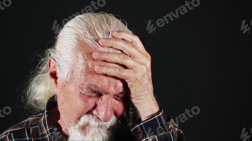 Preview: Old White Haired Man Have a Headache