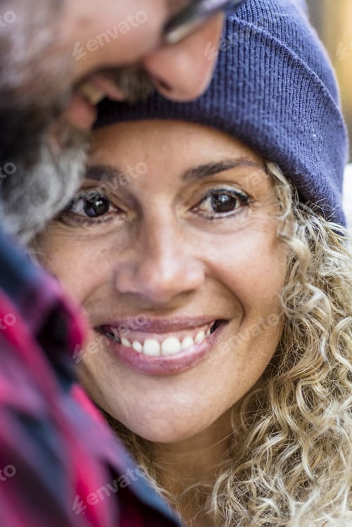 Preview: Love and romantic couple moment with man and woman adult caucasian people embracing