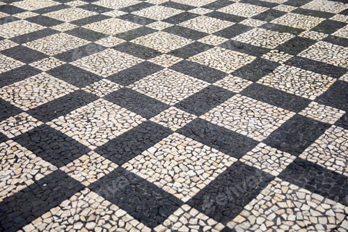 Preview: Closeup surface of blocky pattern old stone pavement