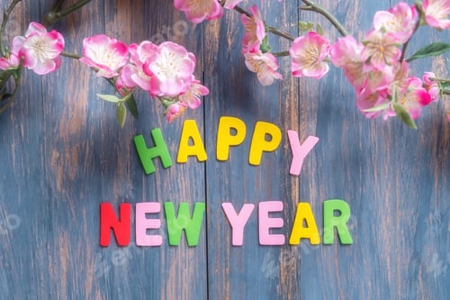 Preview: Letter Happy New Year On Wood Texture Background