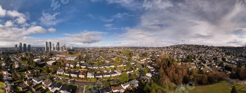 Preview: Panoramic View of a Residential Neighborhood with a Cityscape in BC, Canada