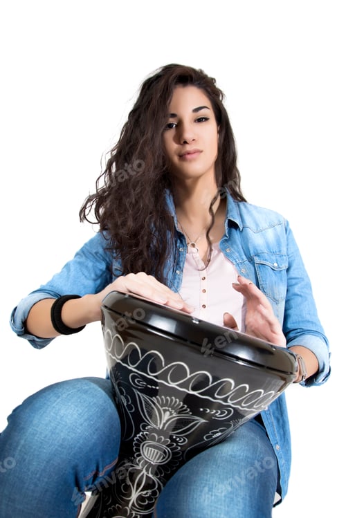 Preview: Young woman playing drum