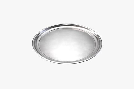 Preview: Circular metallic tray with raised edge