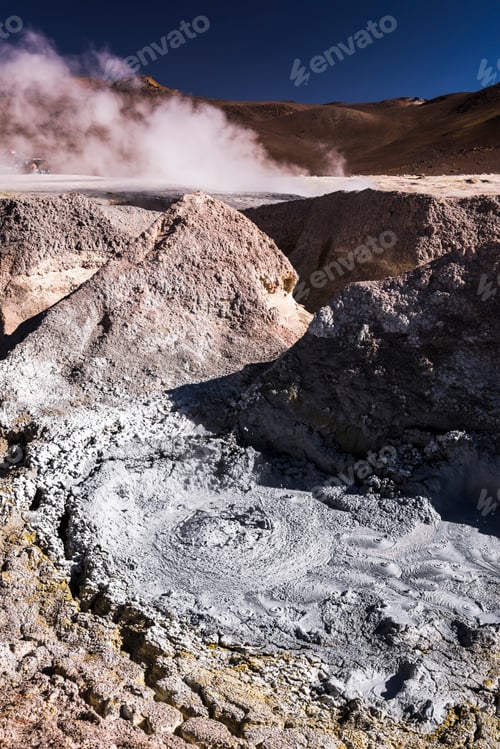 Preview: Bubbling hot mud pool at Sol de Manana Geothermal Basin area, Altiplano of Bolivia, South America