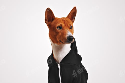 Preview: Portrait of a dog in black zippered hoodie