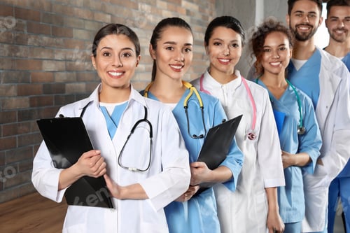 Preview: Team of medical workers in hospital. Unity concept