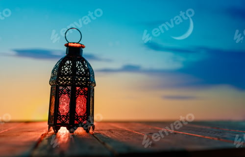 Preview: Arabic lantern with burning candle