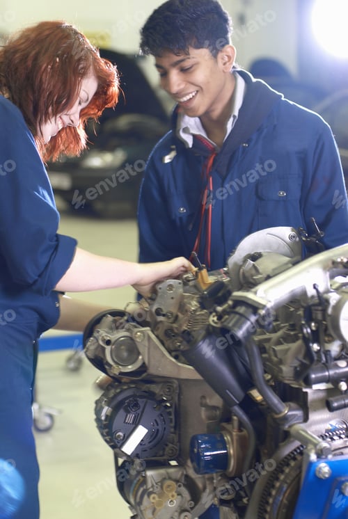 Preview: Students working on car engine