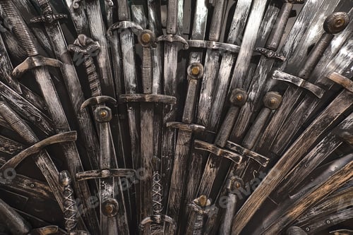 Preview: Metal knight swords background. Close up. The concept Knights.