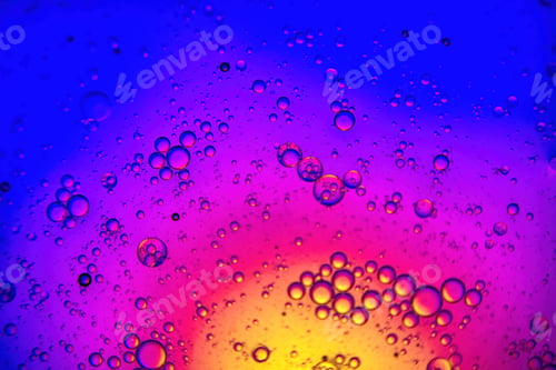 Preview: Colorful background with water and oil drops and a yellow and blue background