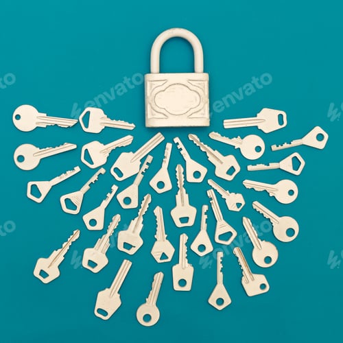 Preview: Collection of keys and lock Minimal art style