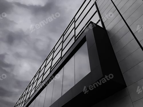 Preview: Modern Building Architecture in Front of Stormy Cloudy Sky