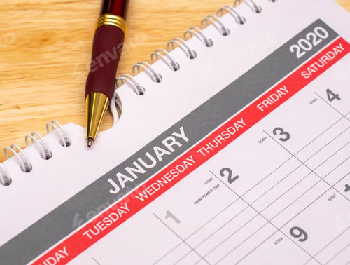 Preview: close up of a January calendar for events and planning such as holiday vacations