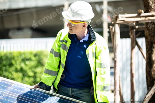 Preview: Engineer checking on solar cell panel.