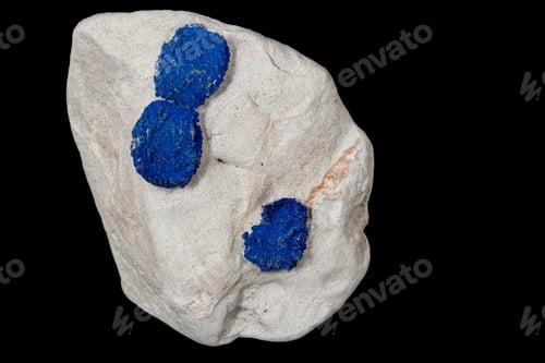 Preview: Macro mineral stone Azurite in siltstone against black background