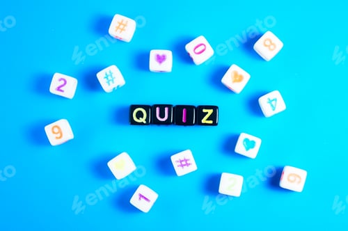 Preview: small black cube with quizzes. the concept of a crossword or puzzle game