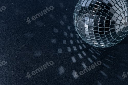 Preview: Mirror disco ball. Black background.