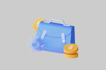 Preview: Business briefcase with gear and coins