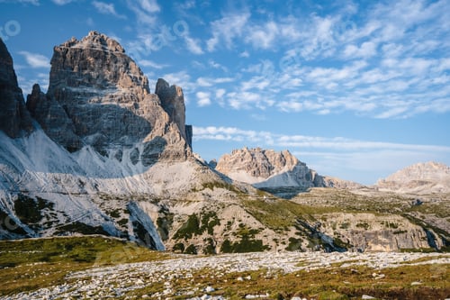 Preview: The Tre Cime di Lavaredo and stony plateau in the Sexten Dolomites of northeastern Italy
