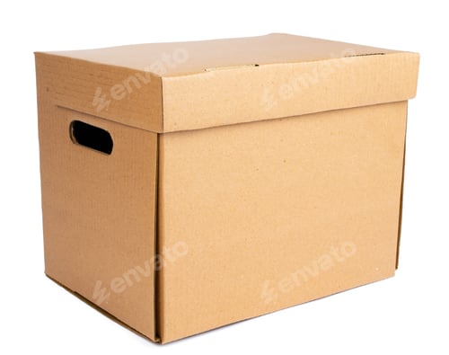 Preview: Cardboard brown box isolated on white background