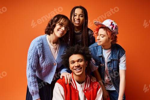 Preview: Unity in diversity: multicultural friends fashionably standing together
