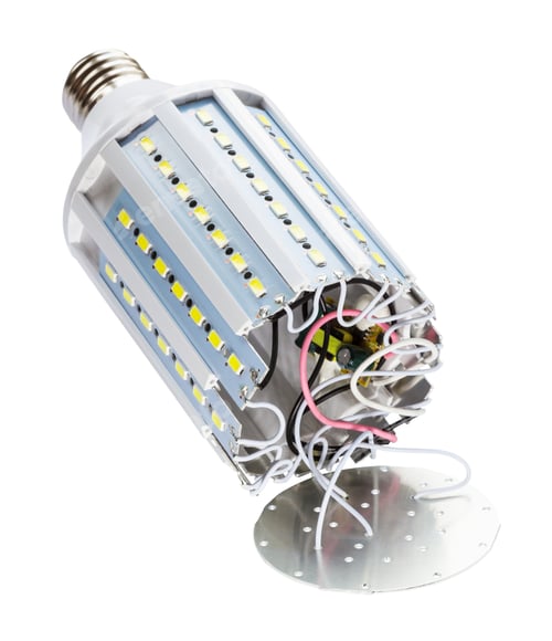 Preview: disassembled LED bulb corn lamp isolated
