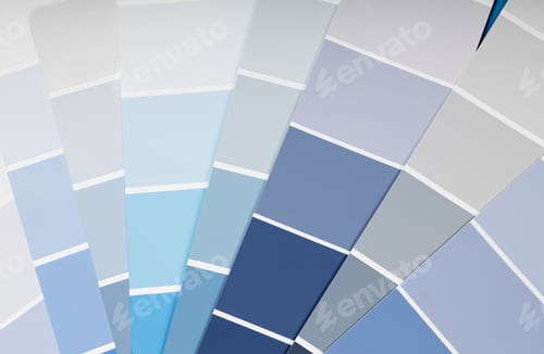 Preview: Blue Color samples palette design catalog.
