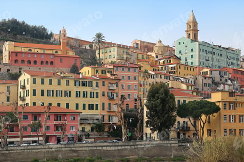 Preview: Colorful houses in old town of Ventimiglia, Imperia, Liguria, Italy