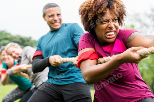 Preview: Team competing in tug of war