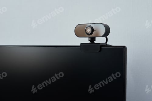 Preview: External web camera on a computer monitor