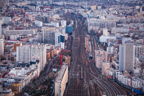 Preview: Bird-eye view from observation deck of Montparnasse tower. Paris, France