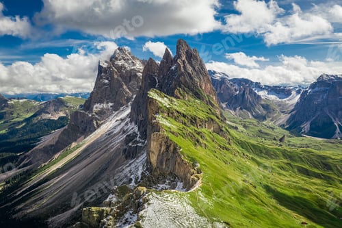 Preview: Stunning aerial view to Seceda in South Tyrol, Dolomites