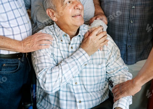 Preview: Happy senior man with friends