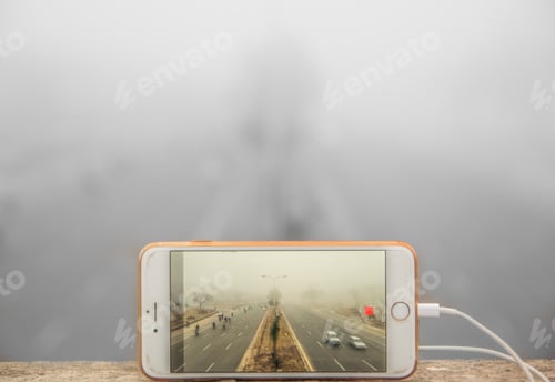 Preview: View of the city highway from the phone's camera
