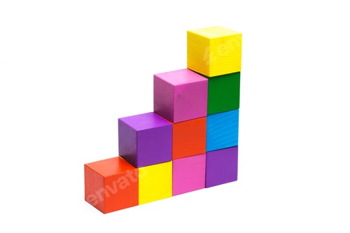 Preview: colored children cubes on white isolated background