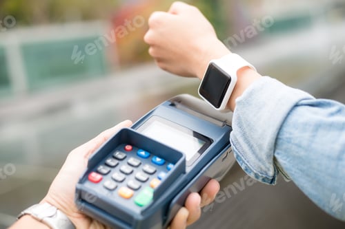 Preview: Customer using smart watch to pay