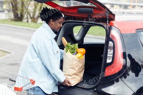 Preview: Woman Putting Groceries in Car