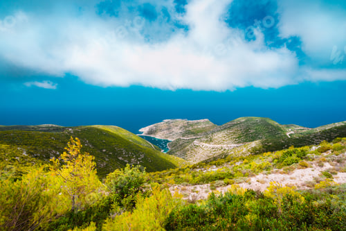 Preview: Porto Vromi on Zakynthos island, Blue sea bay of mediterranean sea, Greece