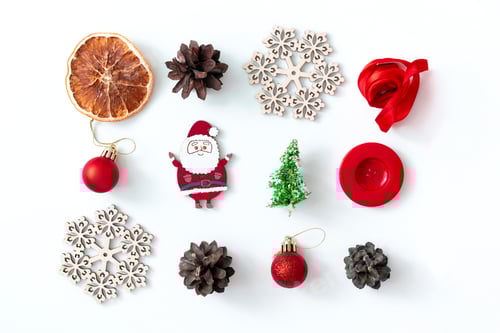 Preview: Christmas decorations, gifts, pine branches,christmas toys.new year