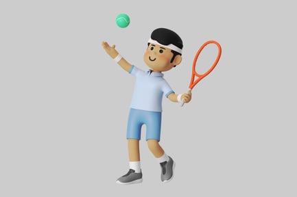Preview: Cartoon tennis player ready to serve